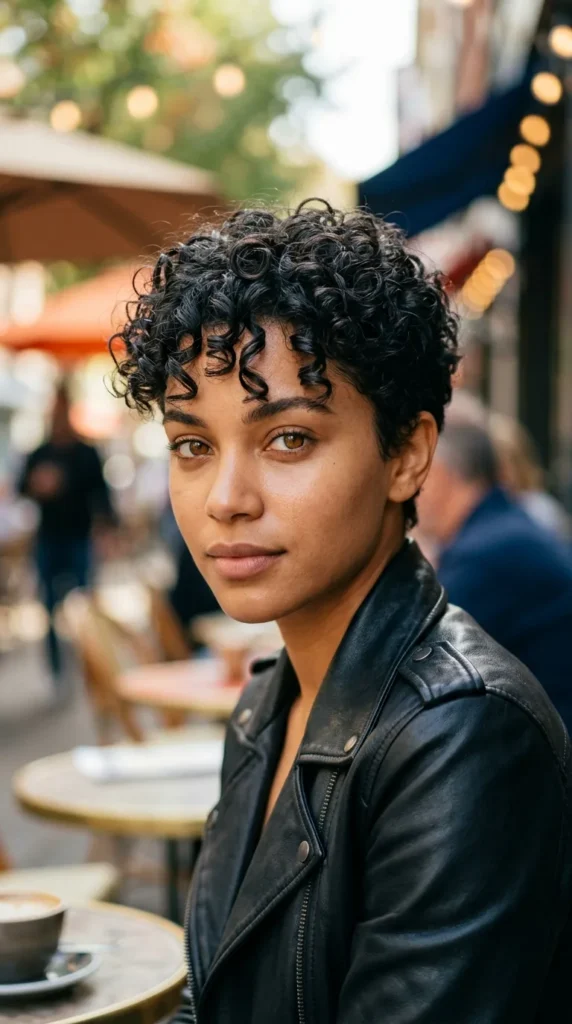  Curly Pixie for Oval Face