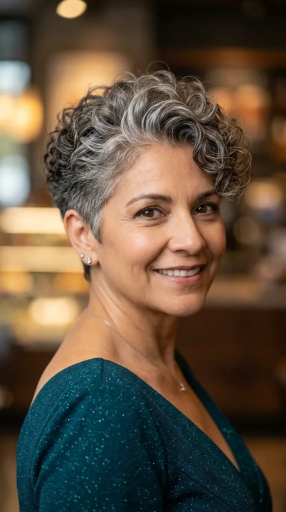 Curly Pixie for Women Over 60