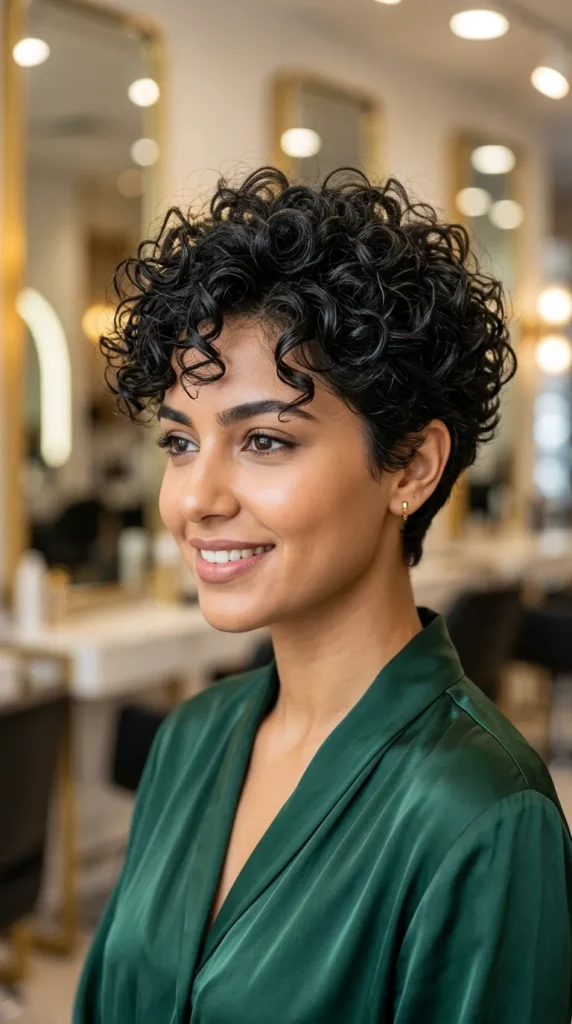 Curly Pixie with Crown Layers