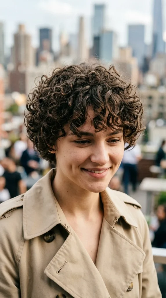 Curly Pixie with Curtain Bangs