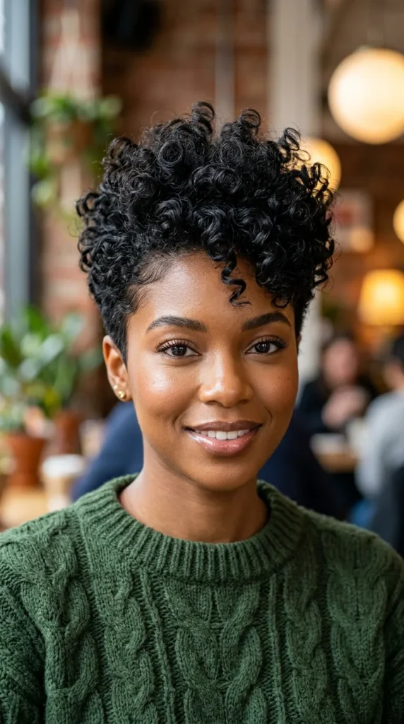 Curly Pixie with Lifted Crown