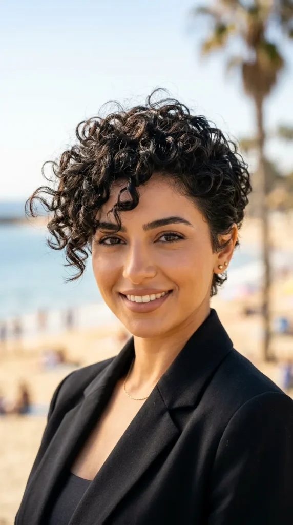 Curly Pixie with Longer Top Layers