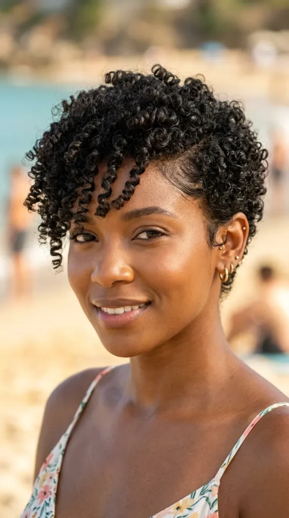 Curly Pixie with Soft Side Sweep