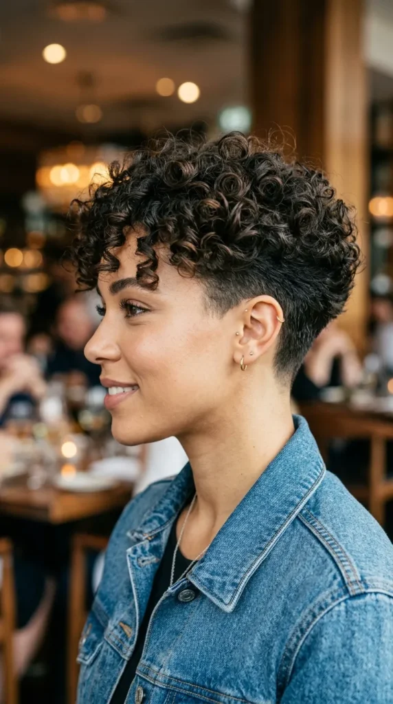 Curly Pixie with Tapered Nape