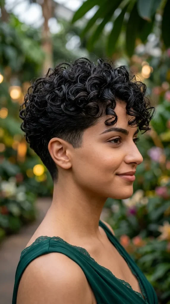 Curly Pixie with Tapered Sides