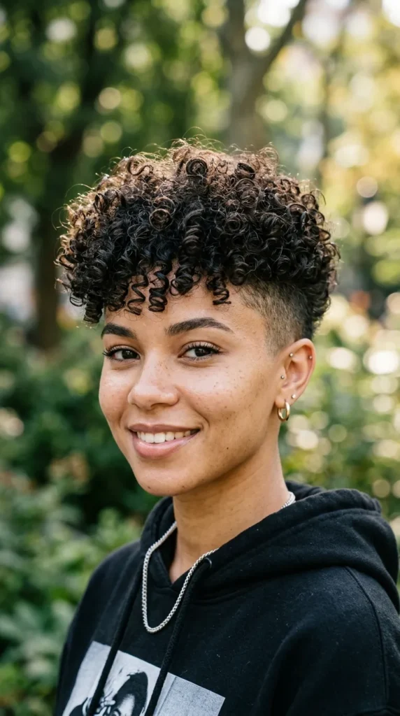 Curly Pixie with Undercut Sides