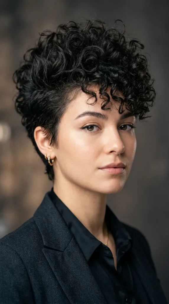 Curly Power Pixie with Lifted Crown