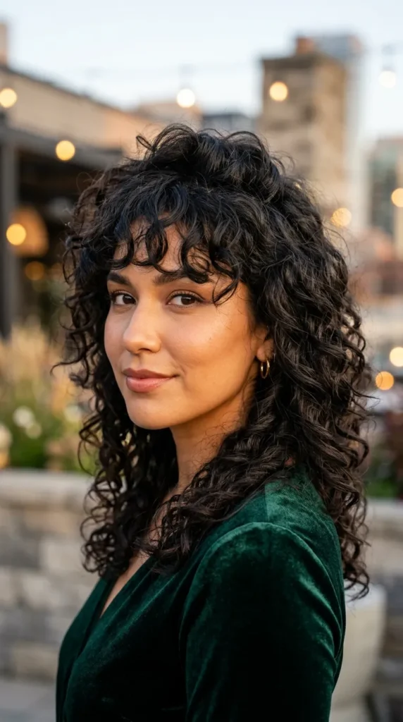 Curly Shag with Curtain Bangs