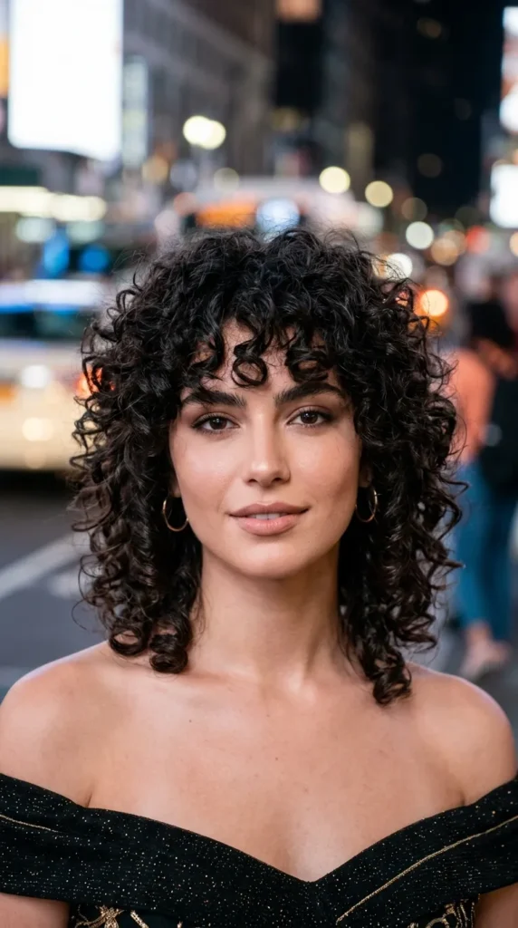 Curly Wolf Cut for Oval Faces