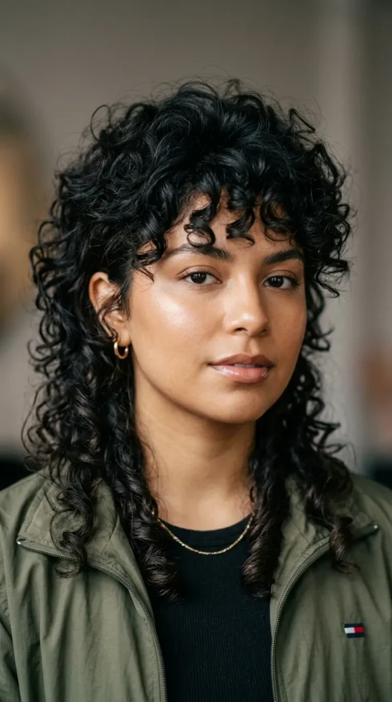 Curly Wolf Cut for Round Faces