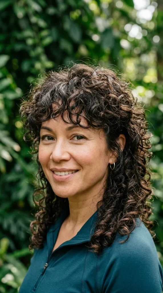 Curly Wolf Cut for Women Over 40