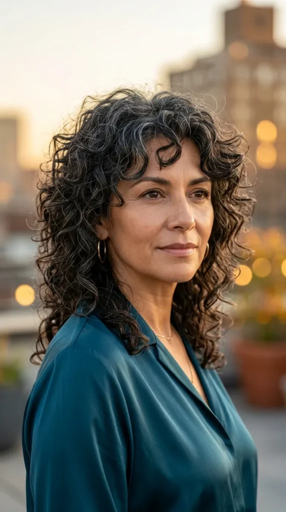 Curly Wolf Cut for Women Over 50