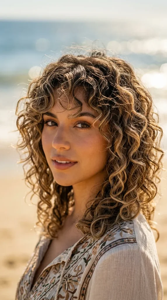Curly Wolf Cut with Balayage