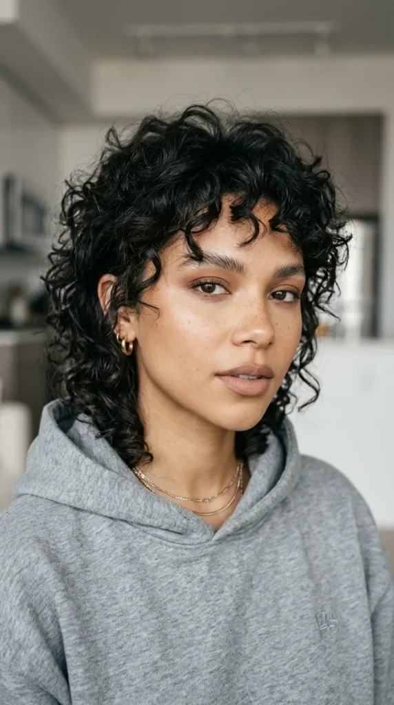 Curly Wolf Cut with Invisible Layers