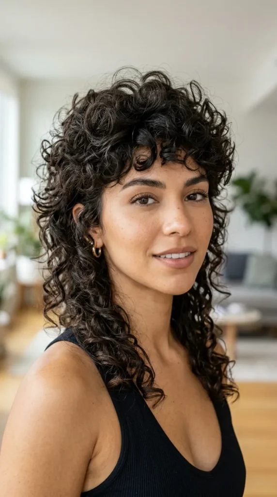 Curly Wolf Cut with Short Crown Layers