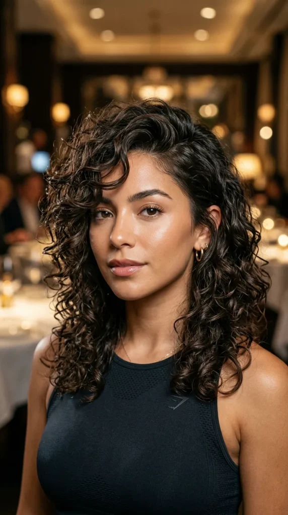 Curly Wolf Cut with Side Part