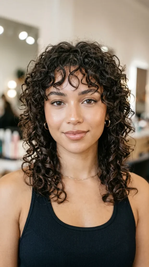 Curly Wolf Cut with Wispy Fringe