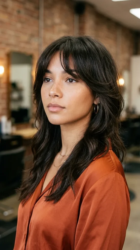 Curtain Bangs for Oval Face with Soft Layers