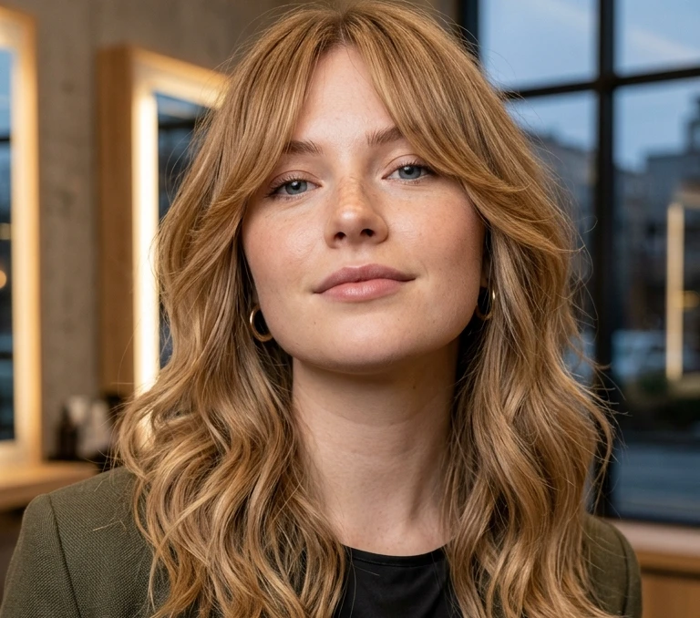 Curtain Bangs for Round Face