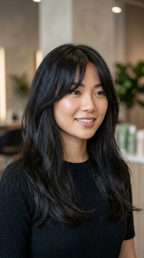 Curtain Bangs for Thick Hair Without Layers
