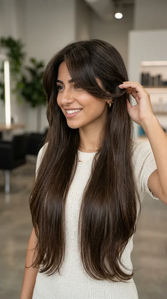 Curtain Bangs on Extra Long Hair