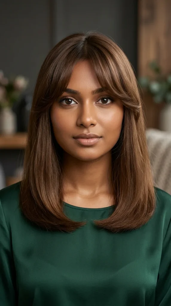 Curtain Bangs on Shoulder-Length Hair