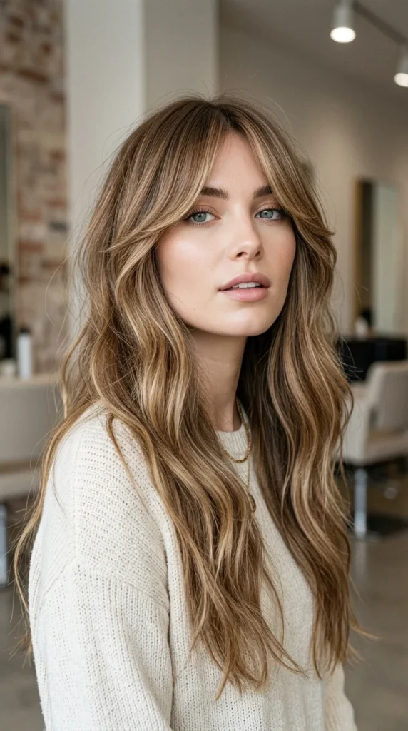 Curtain Bangs with Balayage