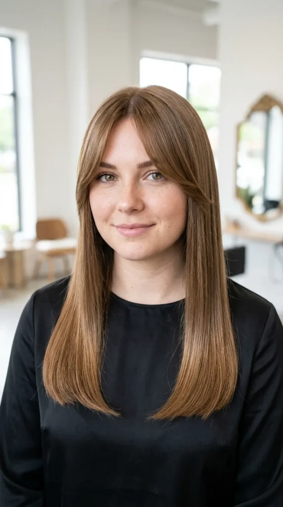 Curtain Bangs with Glass Hair