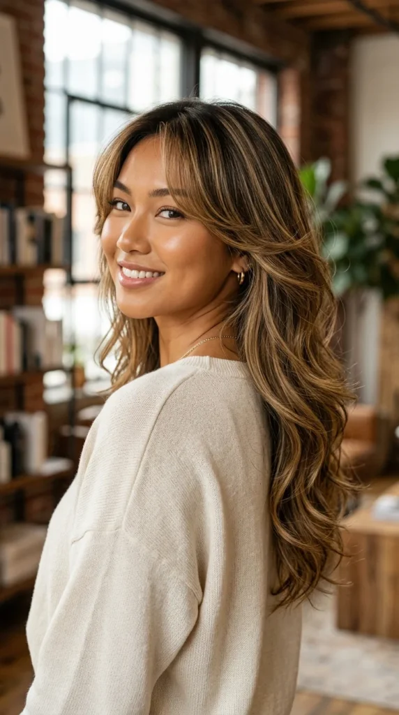 Curtain Bangs with Long Flowing Layers
