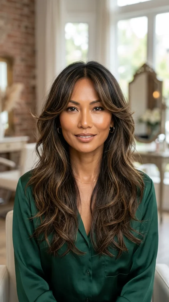 Curtain Bangs with Long Layers
