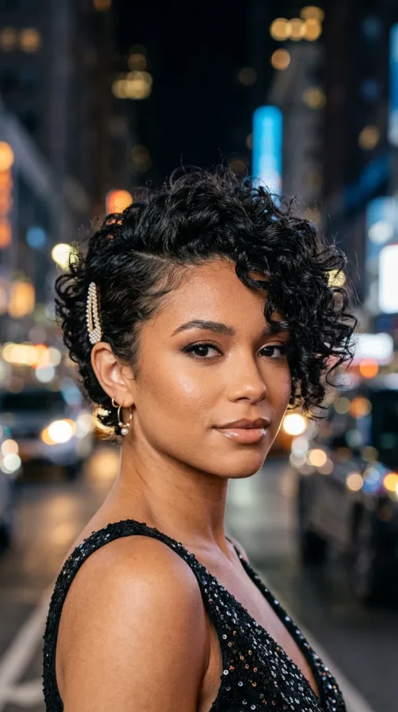 Deep Side-Part Curly Pixie