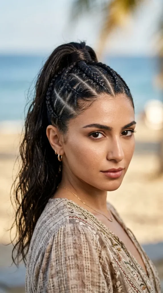 Diamond Part Ponytail Braids