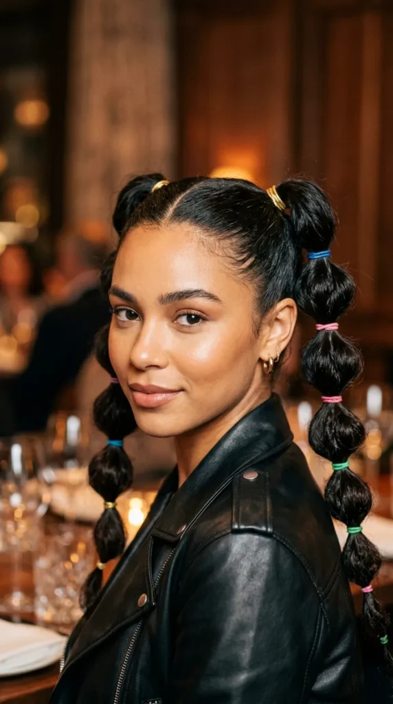 Double Bubble Ponytail Braids