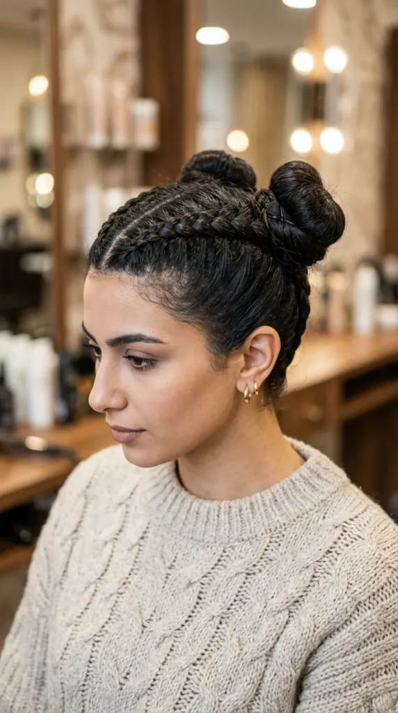 Double Dutch Braids into Buns