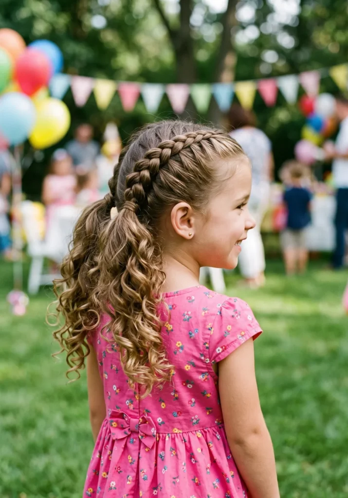 Dutch Braids into Curly Ponytails