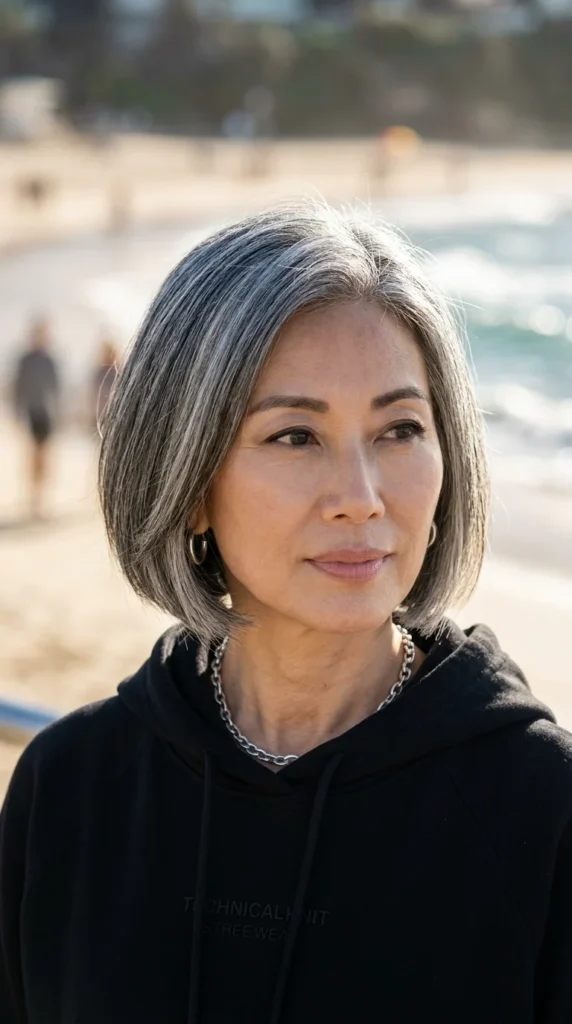 Elegant Salt-and-Pepper Italian Bob