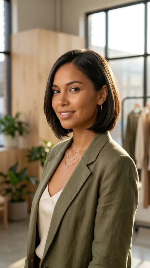 Elegant Short Layered Bob for Straight Hair