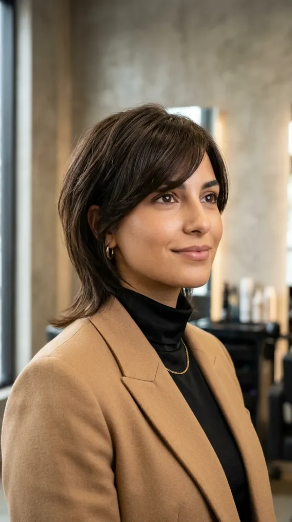 Elegant Short Layered Haircut with Side Fringe