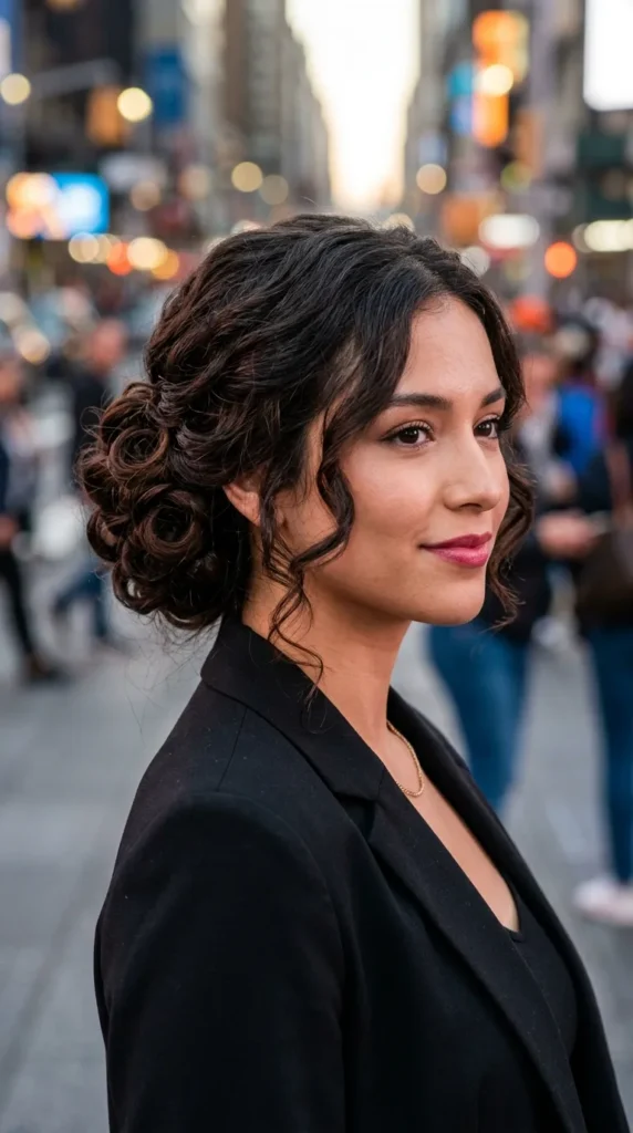 Elegant Side Bun with Curls