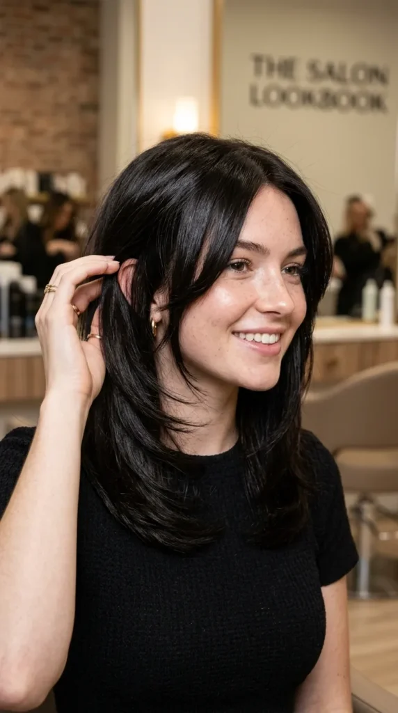 Espresso Brown Medium Layered Hair