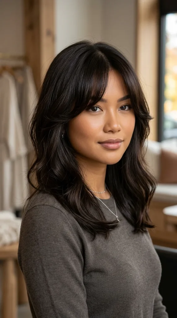 Espresso Brunette Curtain Bangs
