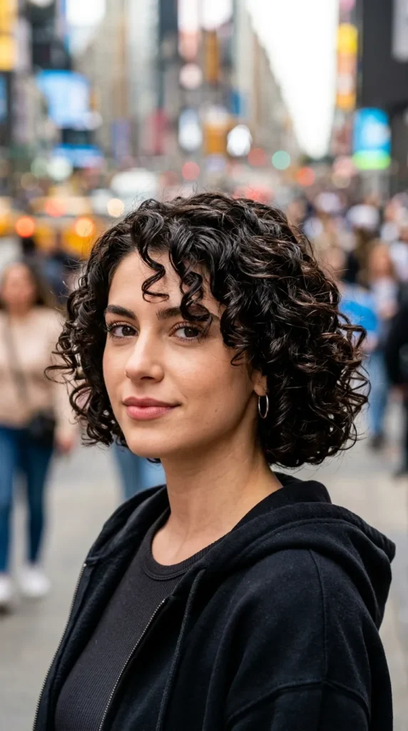 Espresso Curly Bob with Glossy Finish