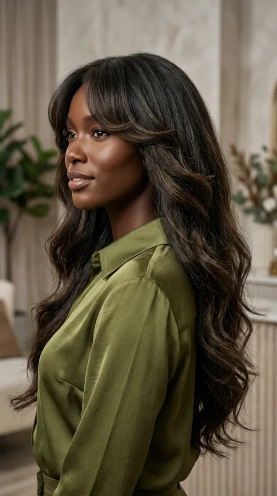 Extra Long Hair with Curtain Bangs