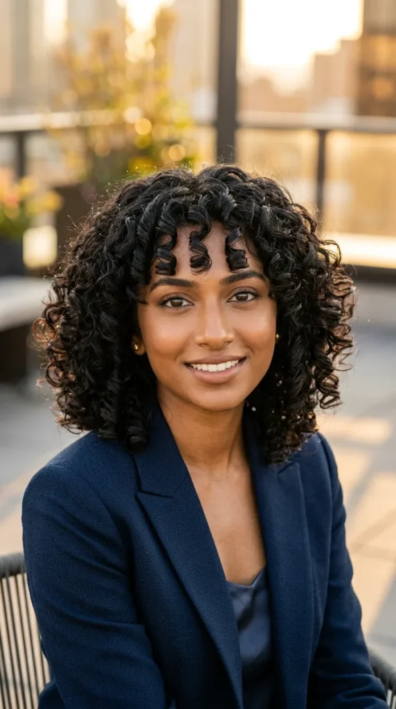 Face-Framing Curly Bob with Long Layers