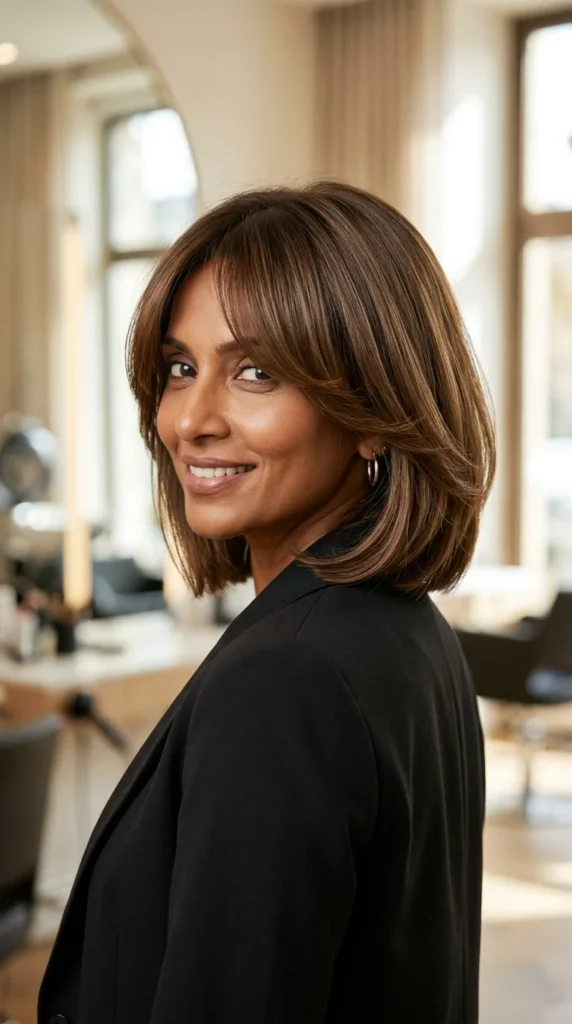 Face-Framing Curtain Bangs on Short Hair