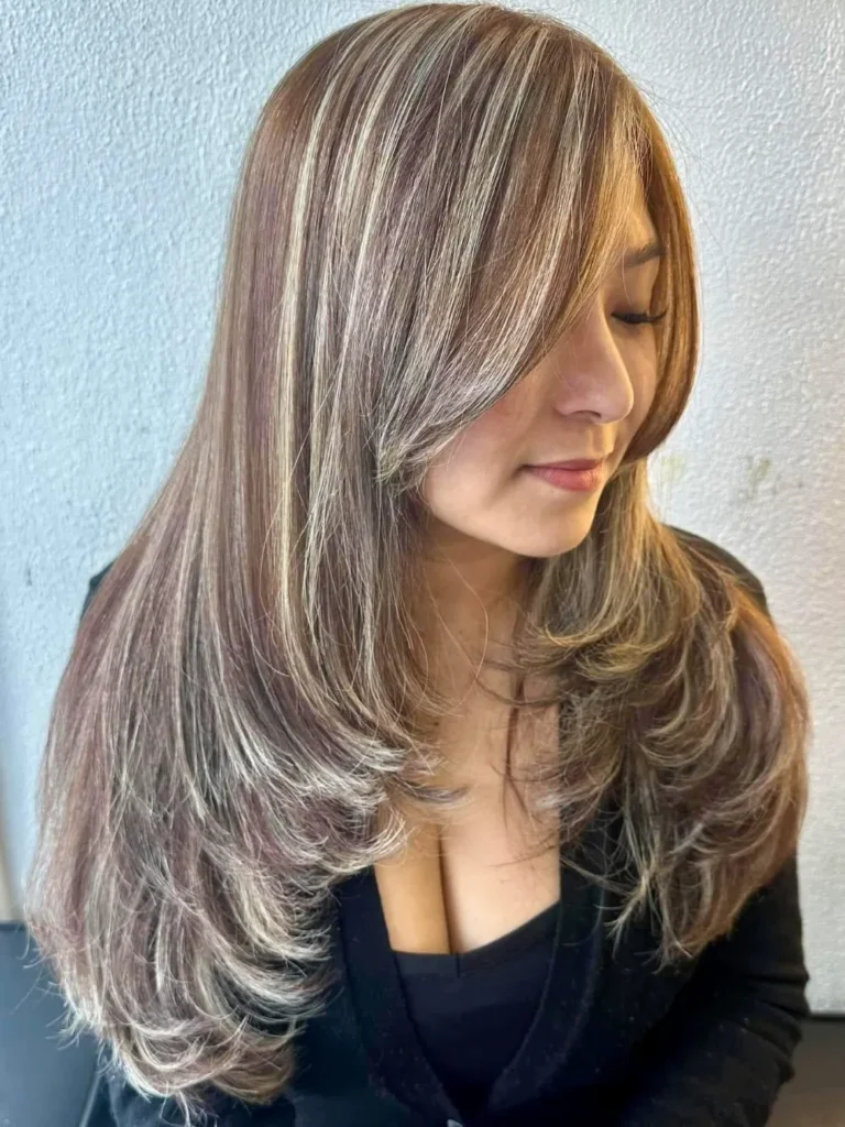 Face-Framing Layers with Curtain Bangs