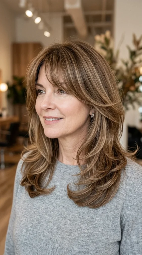 Face-Slimming Layers with Curtain Bangs