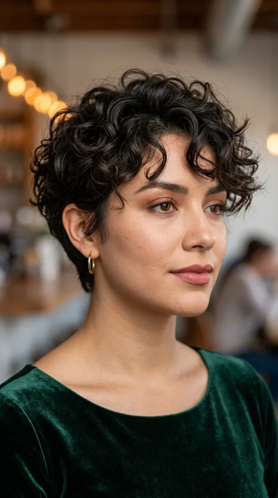 Feathered Curly Pixie