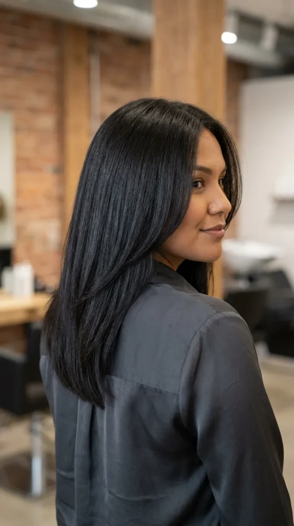 Feathered Invisible Layers for Thick Straight Hair