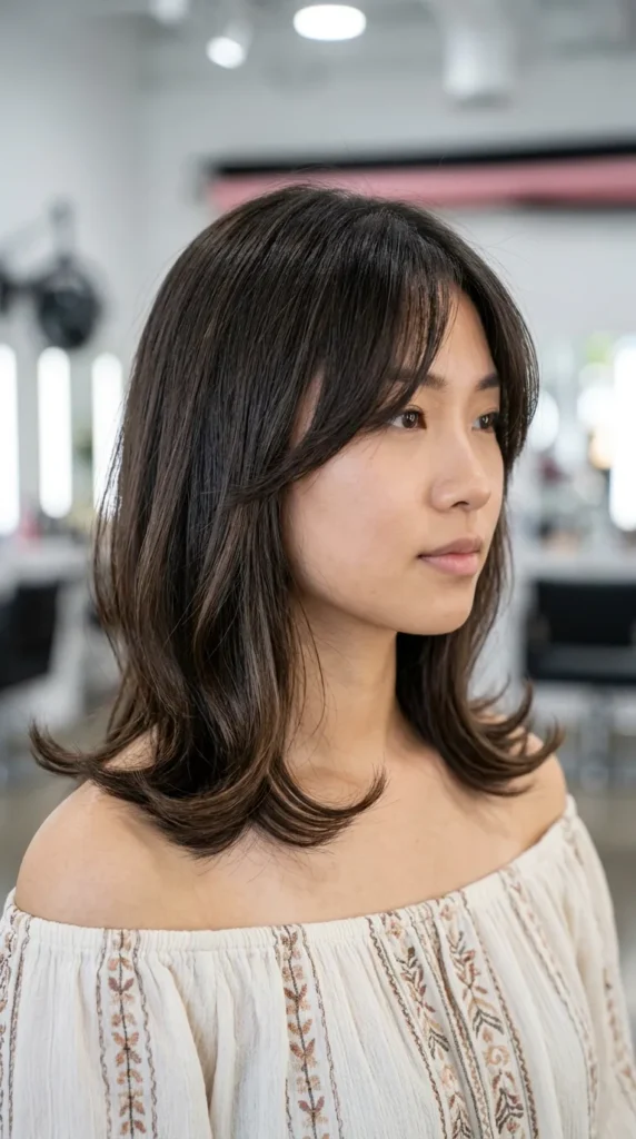 Flipped Lob for Thin Hair with Side Bangs